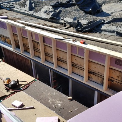 Removal of rotten parapet wall and re-build